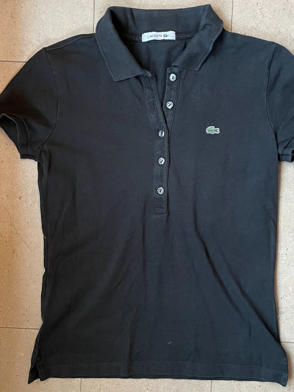 Lacoste Black Womens Polo Shirt. Size 38-Medium